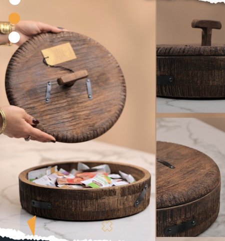 Africano-3 مضيفة خشبيه مع غطا  خشبي