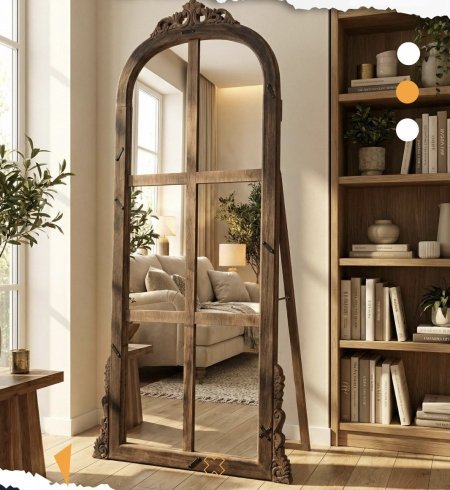 AFRICANO-33 مرآة خشبيه مع ستاند