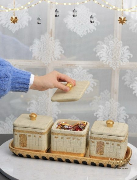 Lilac-10 صينية مع علب تقديم