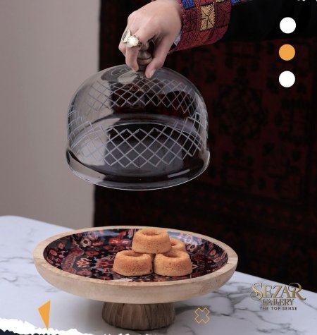 AFGANI 5 مضيفه خشبيه مع غطى زجاجي