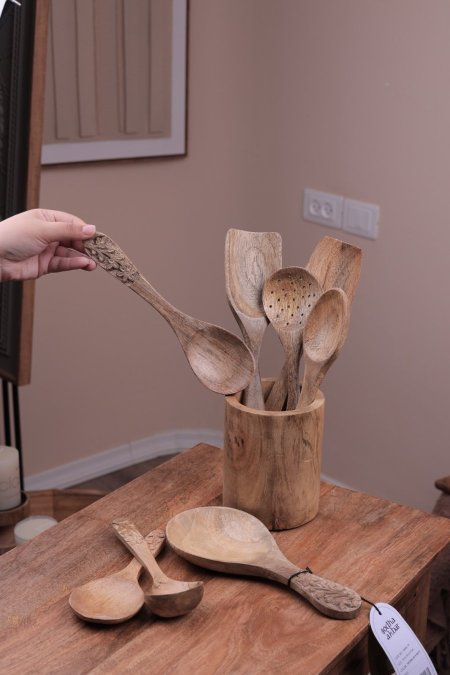 kanany-16 طقم مغارف خشبية