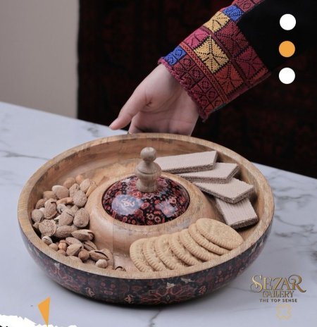 AFGANI 13 قطعة تقديم خشبيه مع صحن