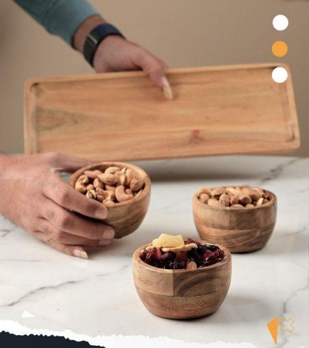 Sila-26 acacia wood صحن مكسرات