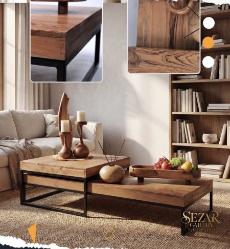 Sila-40 طاولة قطعتين أرضية خشب أكاسيا